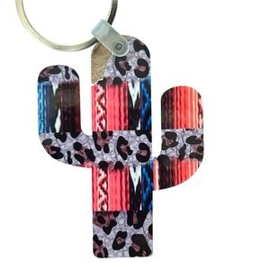 Cactus Keychain Southwestern Style Leopard Print Trendy Fashion Bag‎ Charm